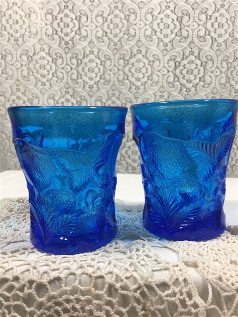 Blue Wheaton Glass Juice Glasses Vintage Blue Vase Blue Etsy