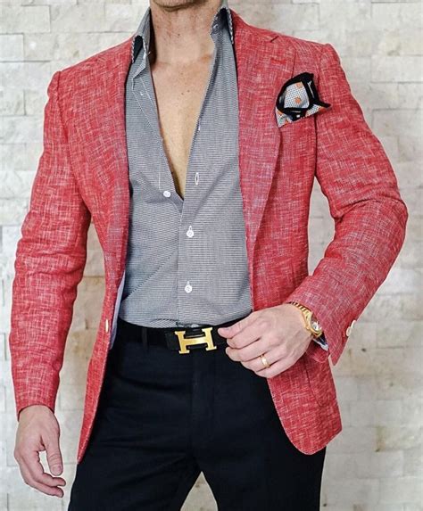 Cranberry Cardinale Lino Tweed Jacket Mens Fashion Classy Blazer