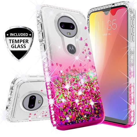 Compatible For Motorola Moto G7 Case With Temper Glass Screen