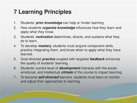 Ppt How Learning Works Seven Research Based Principles For Smart