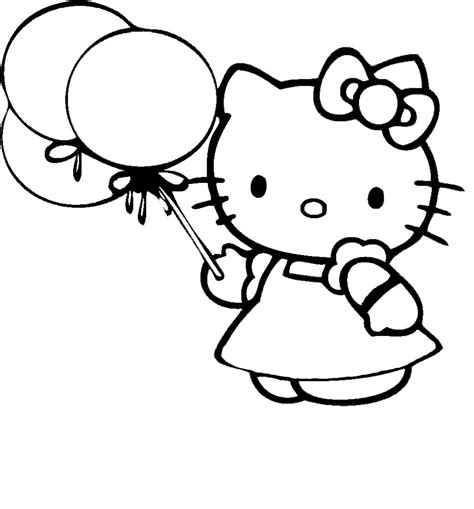 Hello kitty nella calza disegno di natale da colorare. Stampa disegno di Hello Kitty con Palloncini da colorare