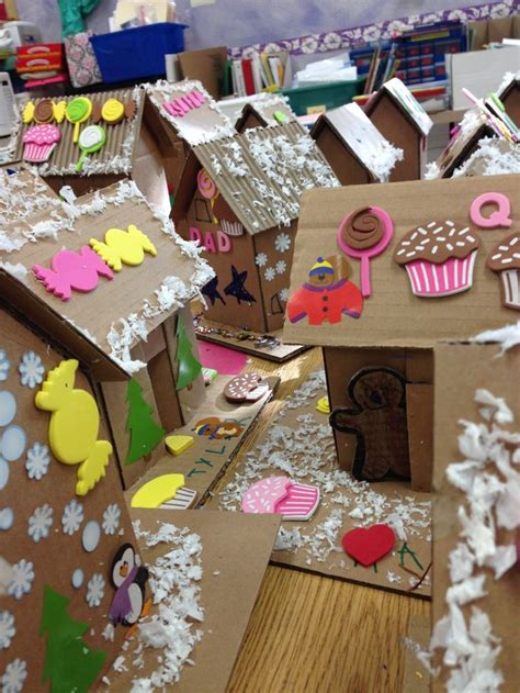 Gingerboard Houses By Kids Cardboard Gingerbread House Gingerbread