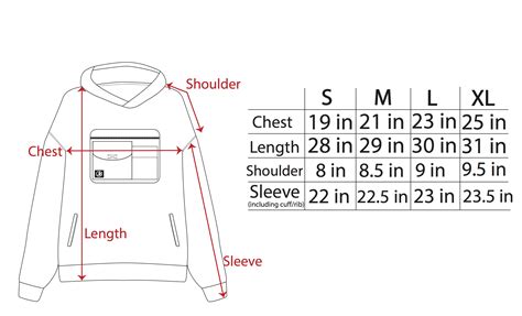 Diy Hoodie Size Chart Jackrabbit Clothing