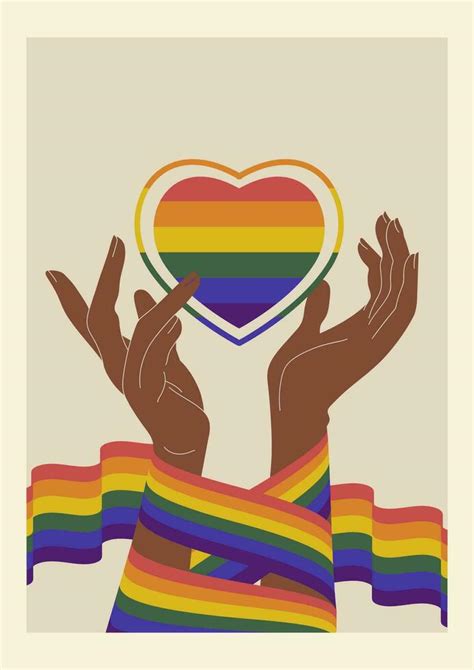 Hand Holding Rainbow Heart On Lgbt Flag Colours Pride Month Poster 25261209 Vector Art At Vecteezy