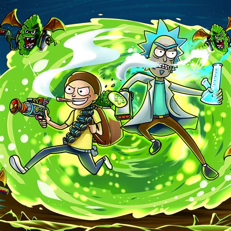 2932x2932 Rick And Morty In Another Dimension Illustration Ipad Pro