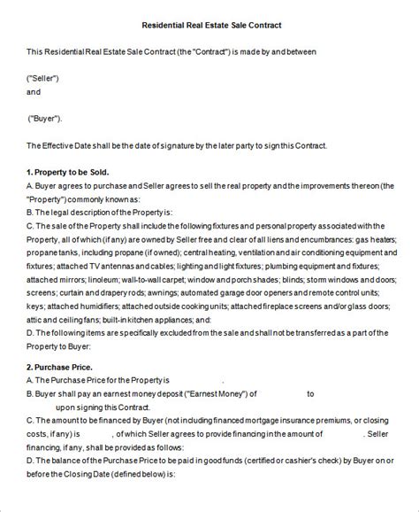 real estate contract templates word pages docs