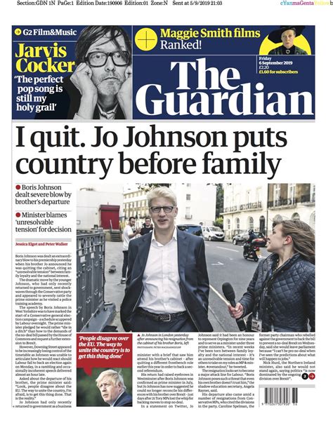 I Quit How The Papers Covered Jo Johnson S Resignation Politics The Guardian