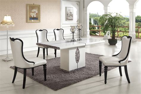 For a smaller dining room or kitchen, this counter height dining table is a perfect match. Ipoh Marble Dining Table with 8 Chairs | Marble King