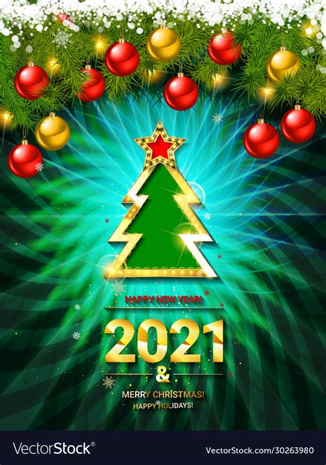 2021 Gold Card Merry Christmas Banner Royalty Free Vector