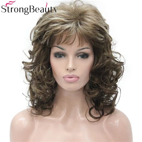 Strongbeauty Long Curly Burgundy Wigs Women Synthetic Blond Hair In