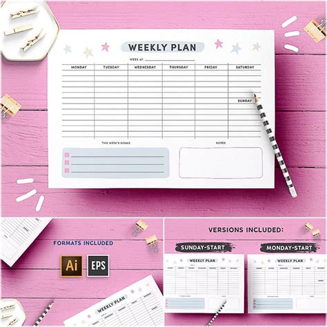 Weekly Planner Printable PDF Sheets
