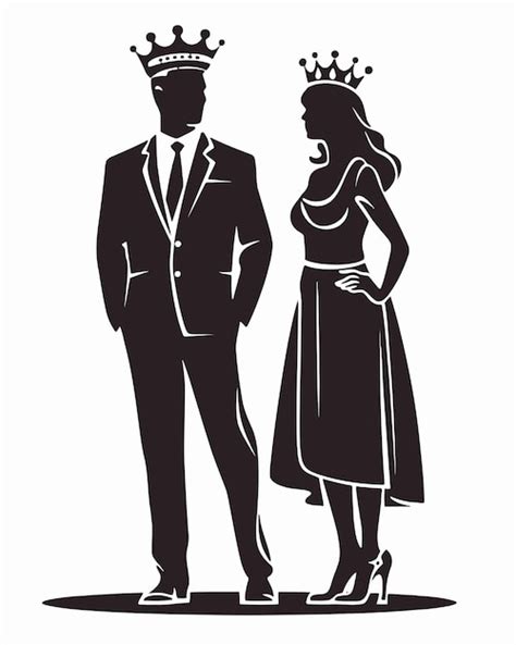 Premium Vector Silhouette Of A Man And Woman With A Crown On Their Head
