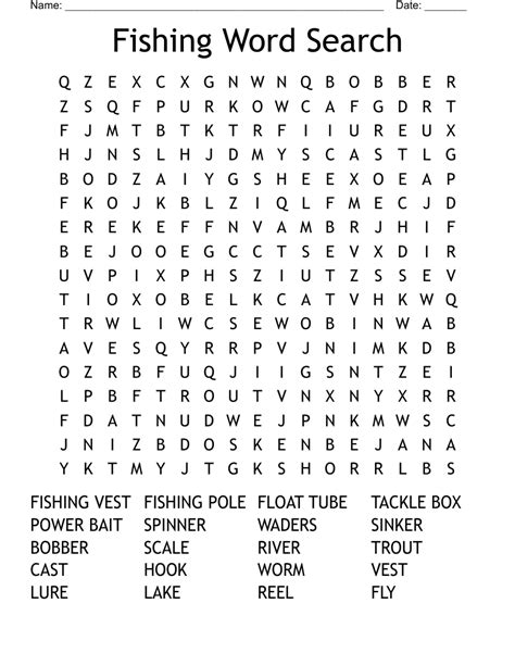 Printable Fishing Word Search Puzzles