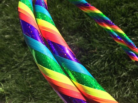 Glitter Rainbow Dance And Exercise Hula Hoop Collapsible Or Push
