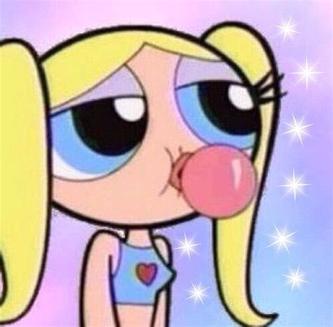 Power Puff Girl Blowing A Bubble With Pink Bubble Gum Bubble Gum In