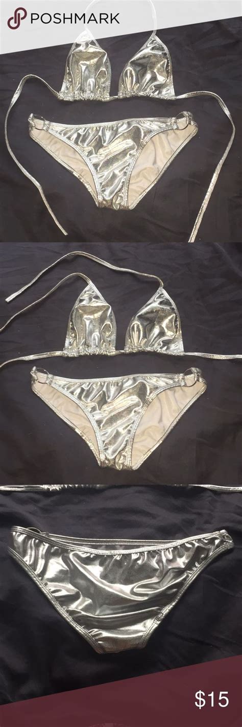 Silver Metallic Bikini 👙 Size Xss Worn Once Very Flattering
