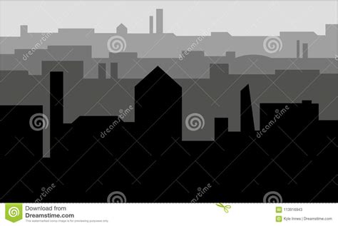 Silhouette Cityscape Illustration Stock Illustration - Illustration of illustration, black ...