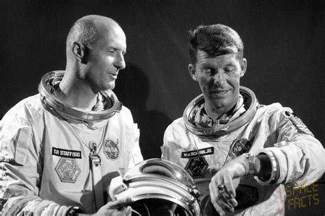 The Crew Of Gemini 6 Tom Stafford Left And Command Pilot Wally