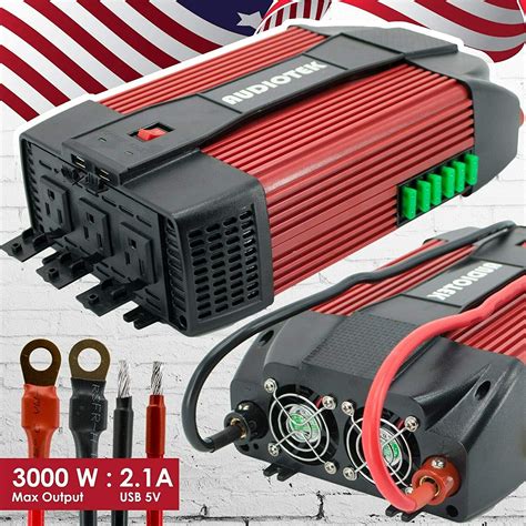 Audiotek 3000w Watt Power Inverter Dc 12v Ac 110v Car Converter Usb