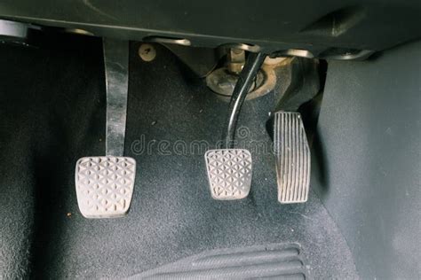 Three Car Pedals Brake Clutch And Accelerator Pedal Of Manual