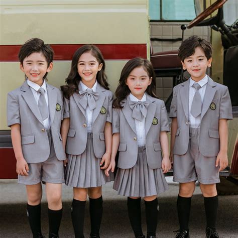 China Primary School Wear Kids Grey Blazer Sets International Design