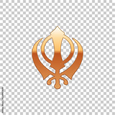 Golden Sikhism Religion Khanda Symbol Isolated Object On Transparent