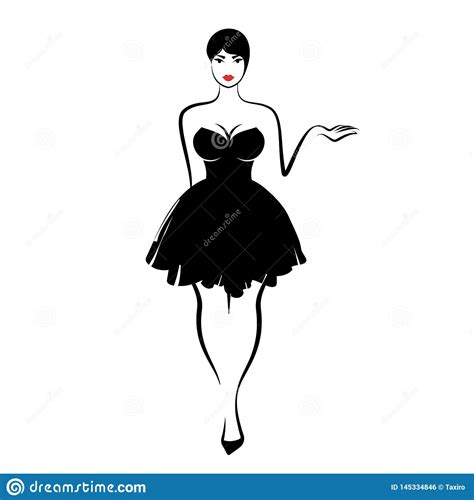 Young Woman In A Little Black Dress Stock Vector Illustration Of