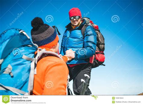 Two Climbers In The Mountains Stock Photo Image Of Hike Hiking