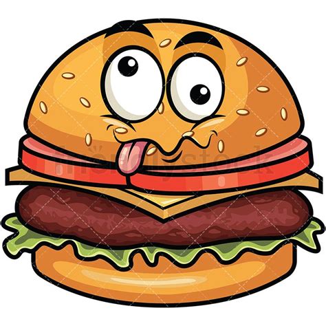 Goofy Crazy Eyes Hamburger Emoji Cartoon Vector Clipart Friendlystock