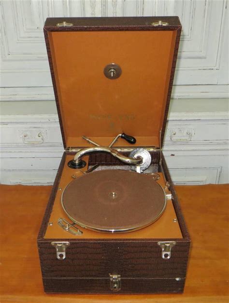 French Vintage Portable Wind Up Gramophone Record Player Week End Odeon