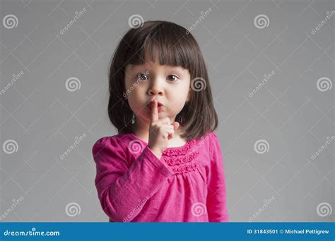 Girl Making A Keep Quiet Gesture Stock Image Image Of Little Up