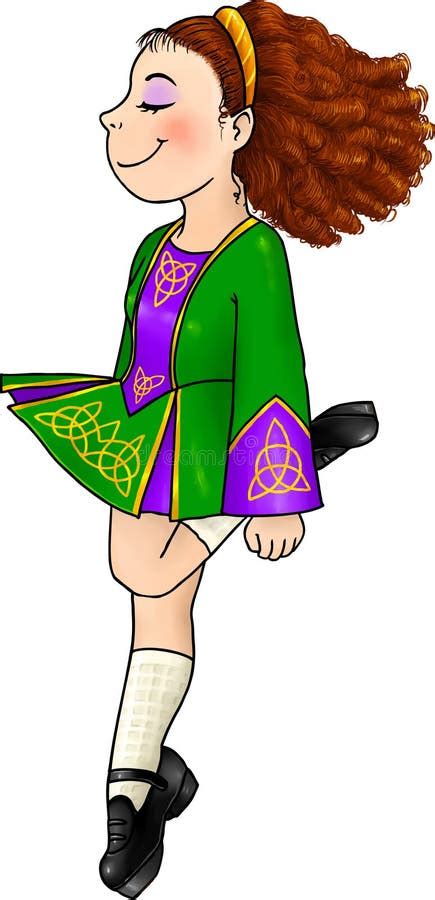 Irish Dancing Girl In Traditional Hard Shoes Stock Illustration