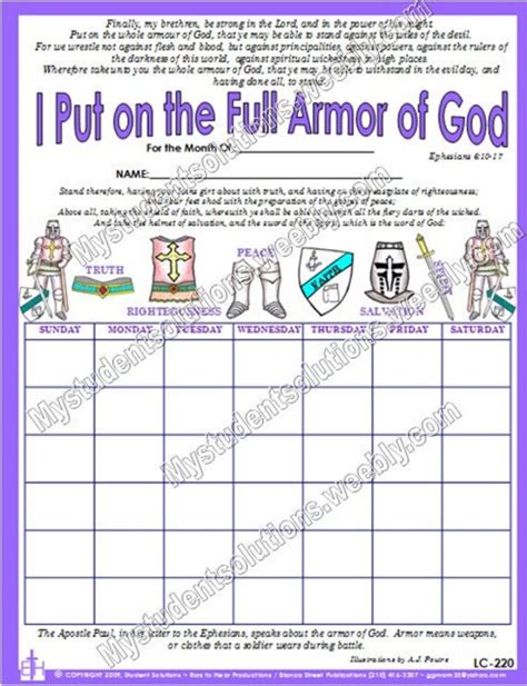 Items Similar To Full Armor Of God Chart 9 X 12 5 Mil Laminated