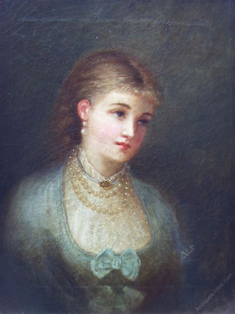 Antiques Atlas 1870s Monog Ms Oil Portrait Lady In Pearls