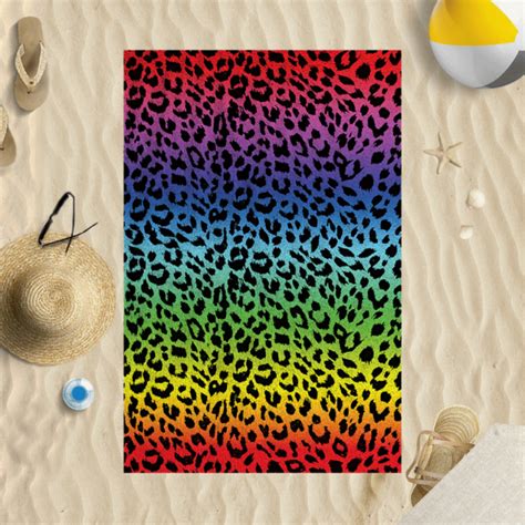 58x39 Animal Leopard Print Dark Microfibre Beach Towel Summer Holiday
