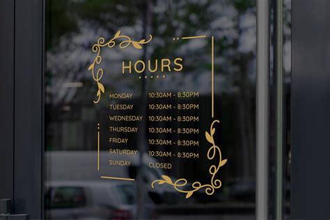 Store Hours Decal Customizable Vinyl Lettering With Template Etsy