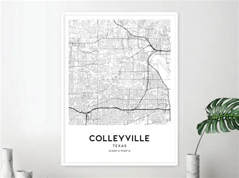 Colleyville Map Print Colleyville Map Poster Wall Art Tx City Map