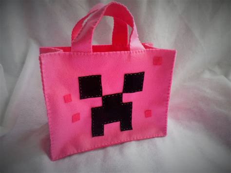 Pink Minecraft Creeper Bag Bags Felt Bag Etsy