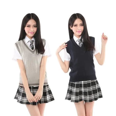Japan Korea Vest Sweater Uniforms Girl Student School Uniform Casual V