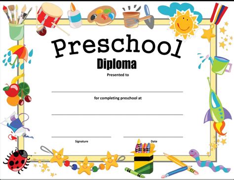 Preschool graduation certificates to present to children at the end of the year. Preschool Diploma Certificate How To Make A Preschool ...