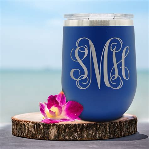 Monogrammed Insulated Wine Tumbler Vine Monogram Wine Etsy