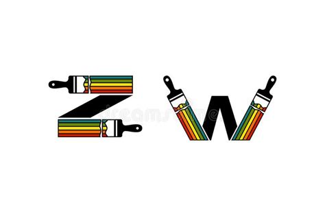 Letter W And Letter Z With Paintbrush Logo Design Template Painting