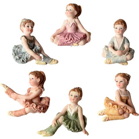 Set Of 6 Resin Ballerina Girl Figurines Sweet Dance Leotards Girls