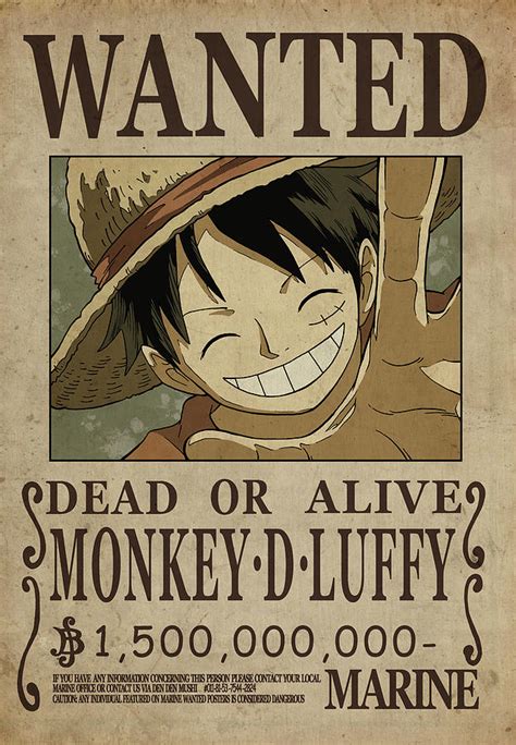 One Piece Wanted Poster Luffy Digital Art By Niklas Andersen Pixels