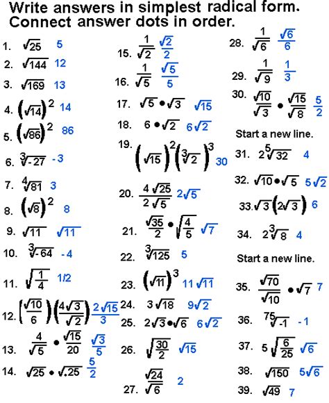 In order to discuss the simplification of radicals, some important terms must when attempting to simplify radicals, you might come across a radical that cannot be simplified. Simplify Radical Expressions Connect-the-Dots Puzzles