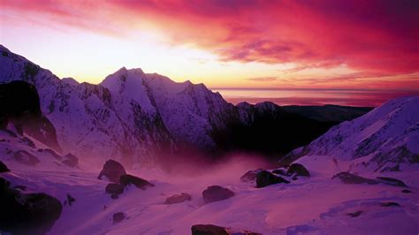 Winter Mountain Sunset Hd Wallpaper Background Image 1920x1080