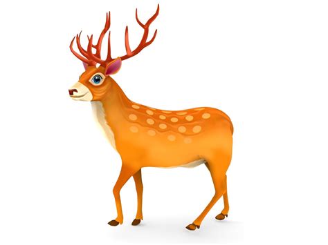 3d Model Cartoon Toon Deer Rigged And Animated Model Vr Ar Low Poly