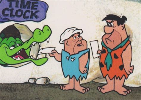 Fred Punching A Time Clock At Work Flintstones Flintstone Cartoon