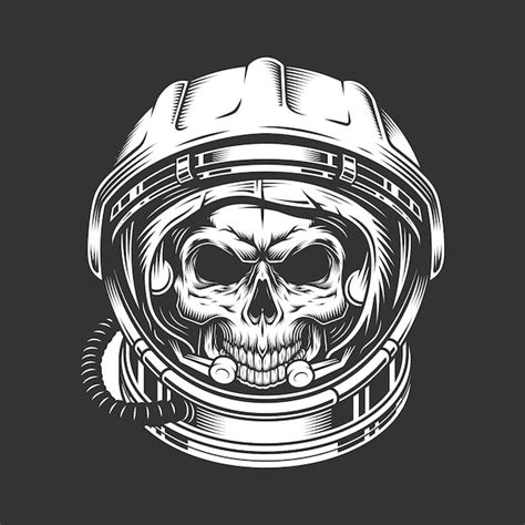 Free Vector Vintage Astronaut Skull In Space Helmet