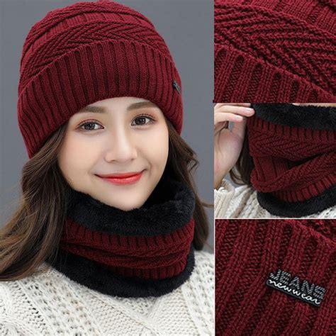Buy 2pcs Fashion Knit Men Winter Hat Capsscarf Skullies Bonnet Beanie